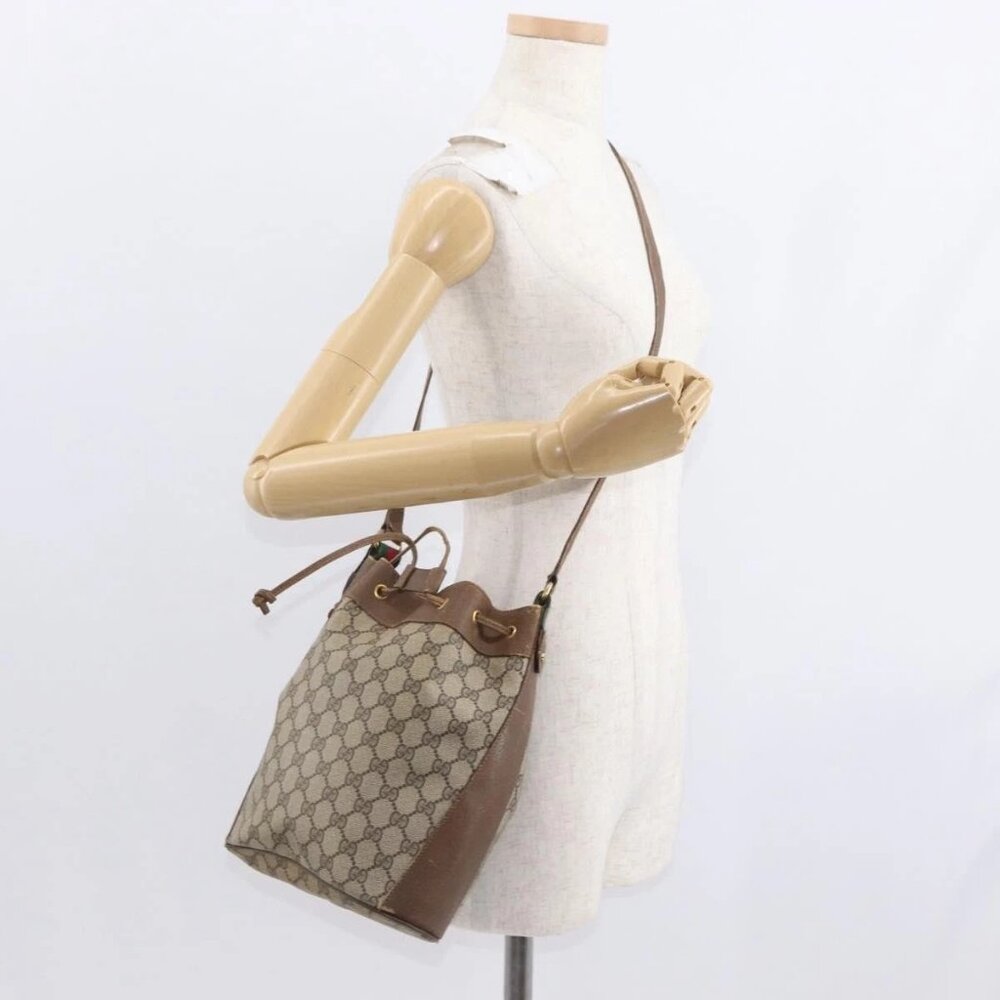 GUCCI GG Supreme Web Sherry Line Bag PVC Red Beige 41 02 034 Auth 156025